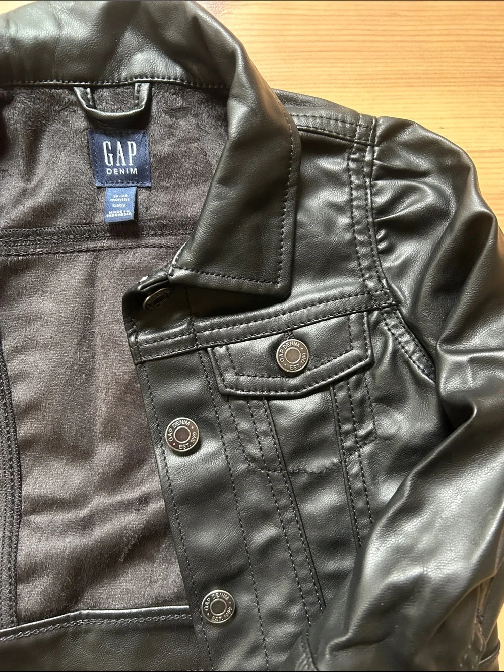 GAP Kids Black Faux Leather Jean Jacket